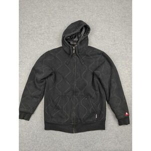 Burton Hoodie Mens Medium Black Quilted Lined Full Zip Heavyweight Jacket